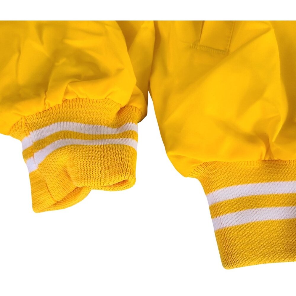 Vtg Auburn Sportswear Yellow Nylon Bomber 80s Snap-Front Jacket S Made In USA - Picture 8 of 11
